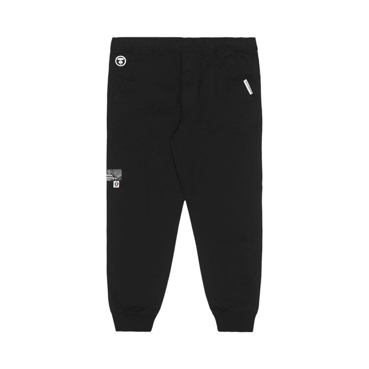 AAPE Moonface Embroidered Twill Pants "Black"