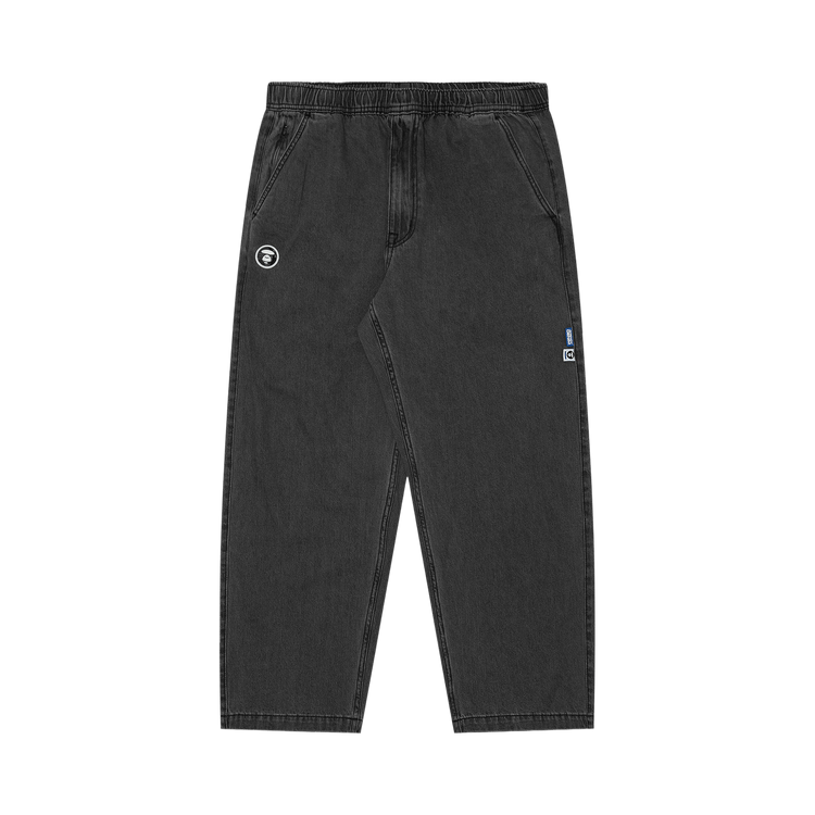 AAPE Moonface Patch Relaxed Denim Pants "Black"