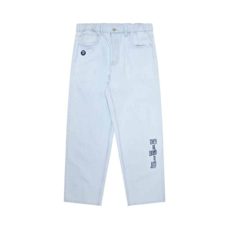 AAPE Moonface Embroidered Denim Pants "Blue/White"