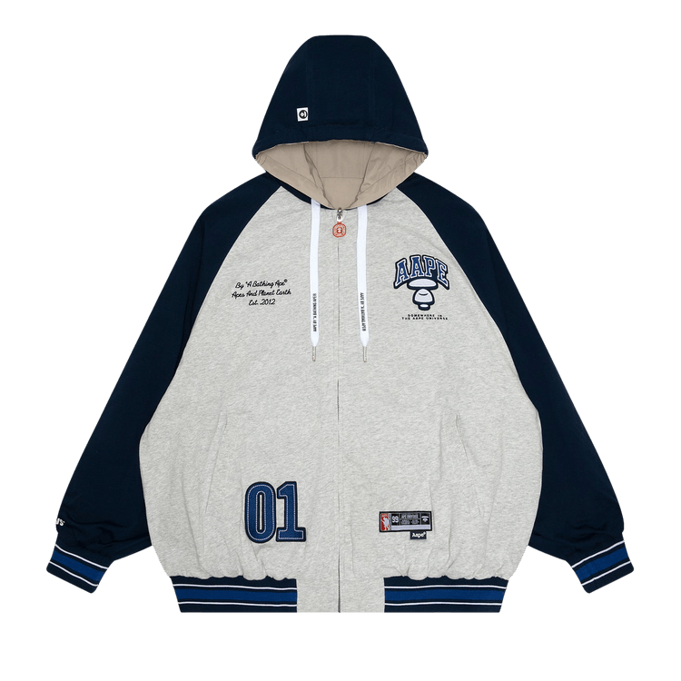 AAPE Moonface Embroidered Reversible Zip-Up Hoodie "Navy"