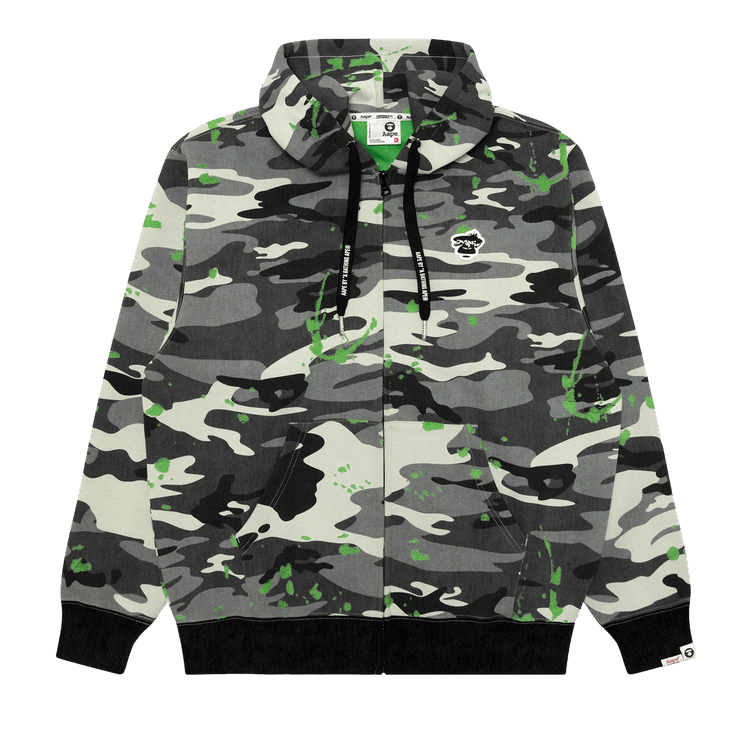 AAPE Moonface Camo Zip-Up Hoodie "Grey/Multi"