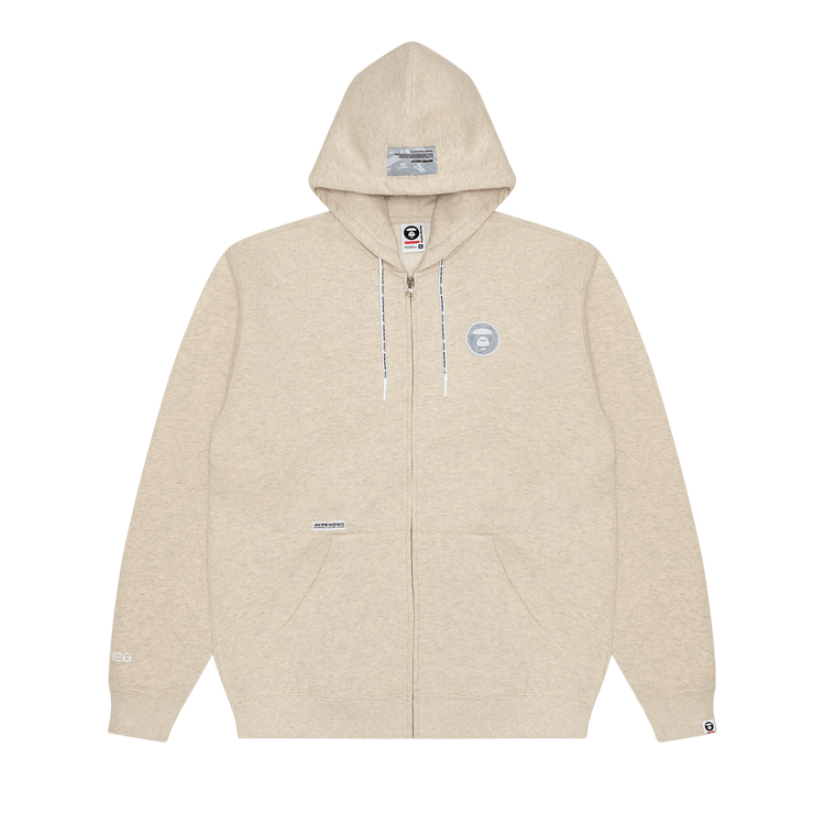 AAPE Moonface Patch Zip-Up Hoodie "Beige/Heather"