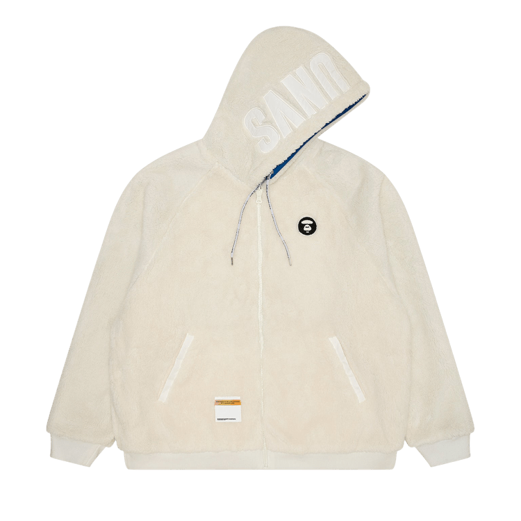 AAPE Moonface Embroidered Reversible Zip-Up Hoodie "Ivory"