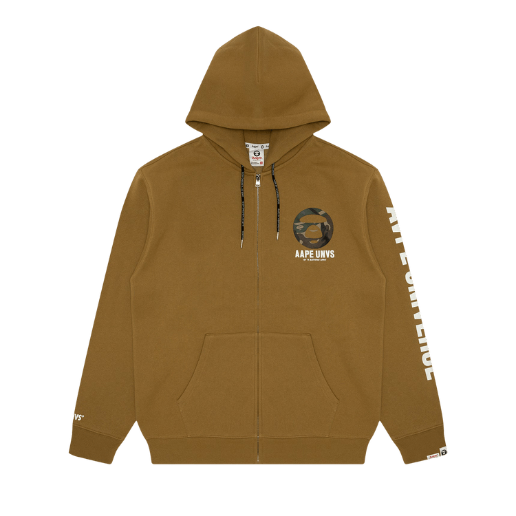 AAPE Moonface Printed Zip-Up Hoodie "Yellow/Green"