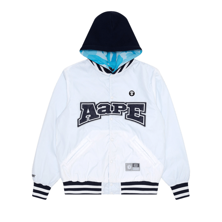 AAPE Moonface Reversible Hooded Snap-Button Jacket "White"