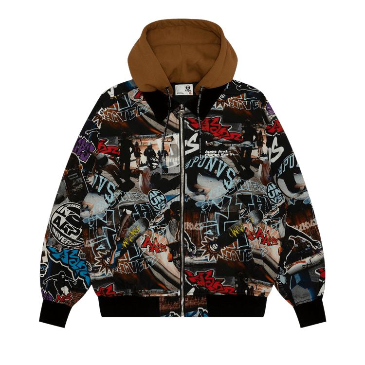 AAPE Logo Graffiti Print Hooded Jacket "Multi"