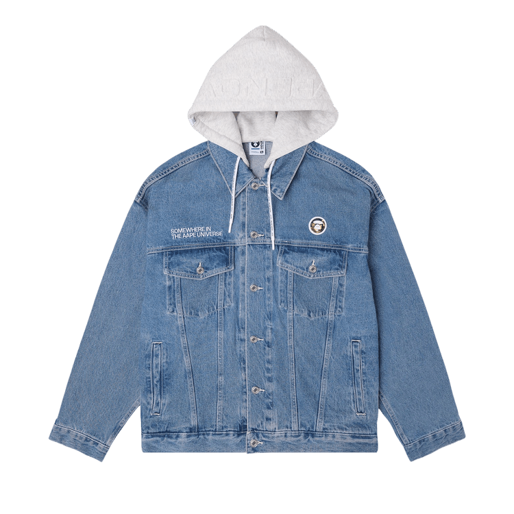 AAPE Moonface Reversible Panelled Hooded Jacket "Blue"