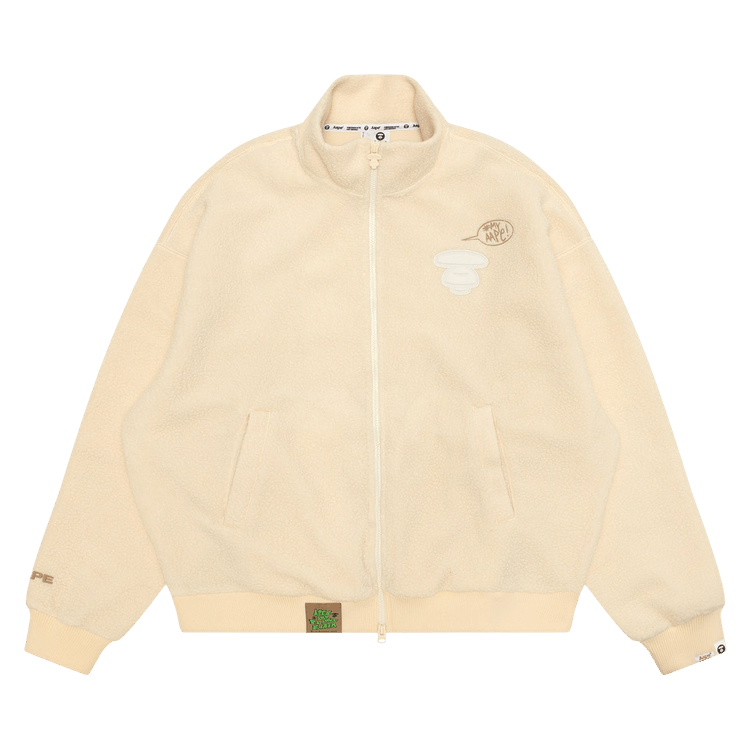 AAPE Moonface Fleece Zip-Up Jacket "Ivory"
