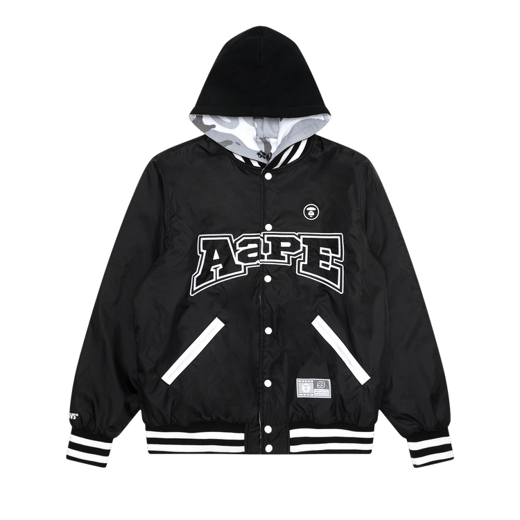 AAPE Moonface Reversible Hooded Snap-Button Jacket "Black"