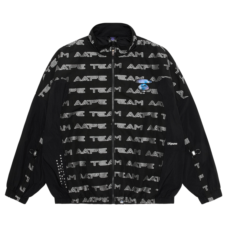 AAPE Moonface Logo Monogram Zip Jacket "Black/Beige"