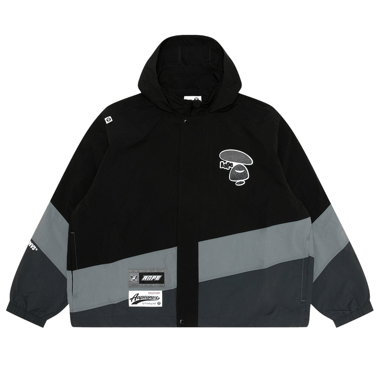AAPE Moonface Logo Stripe Hooded Jacket "Black"