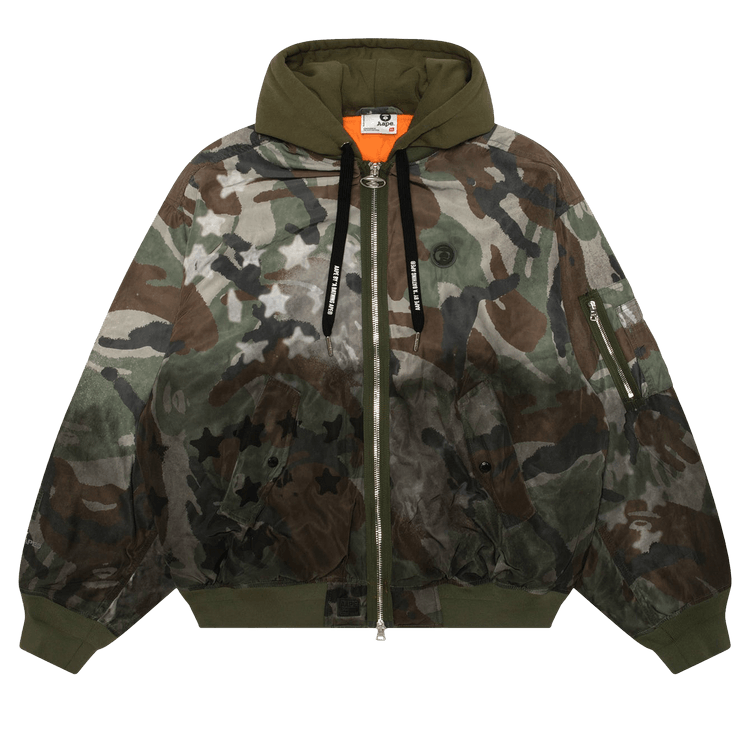 AAPE Hooded Bomber Jacket "Green/Multi"