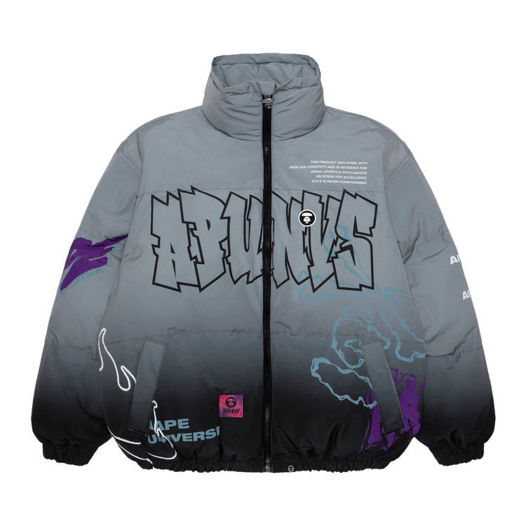 AAPE Moonface Gradient Graphics Down Jacket "Grey"
