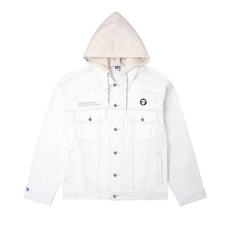 AAPE Moonface Reversible Panelled Hooded Jacket "Ivory"