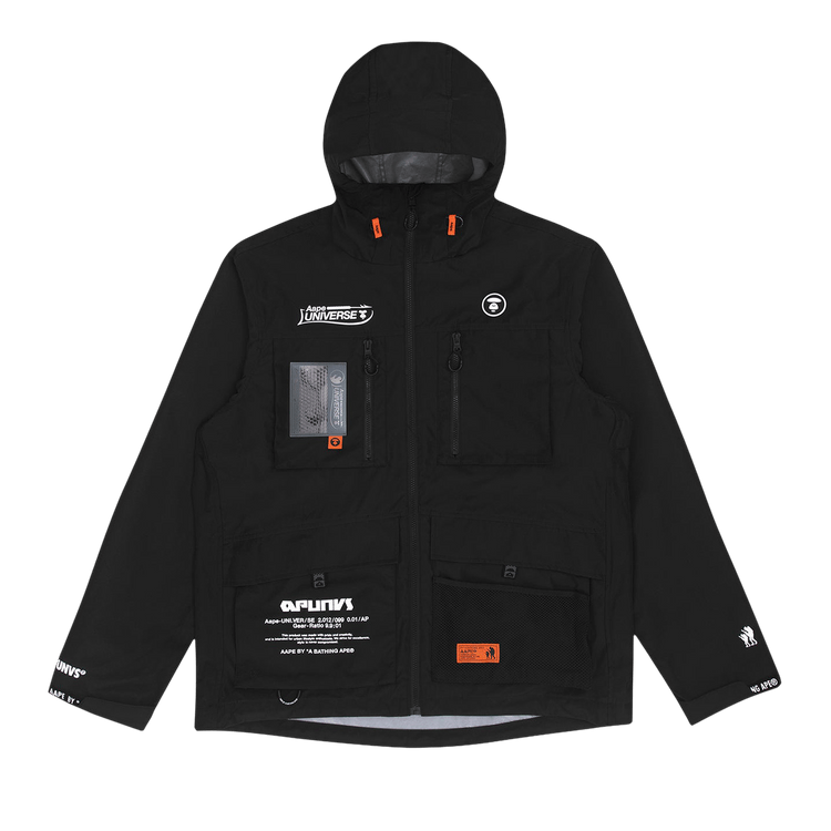 AAPE Moonface Hooded Utility Jacket "Black"