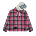 AAPE Moonface Check Hooded Jacket "Grey/Pink"