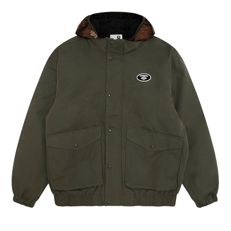 AAPE Moonface Hooded Down Jacket "Khaki/Grey"