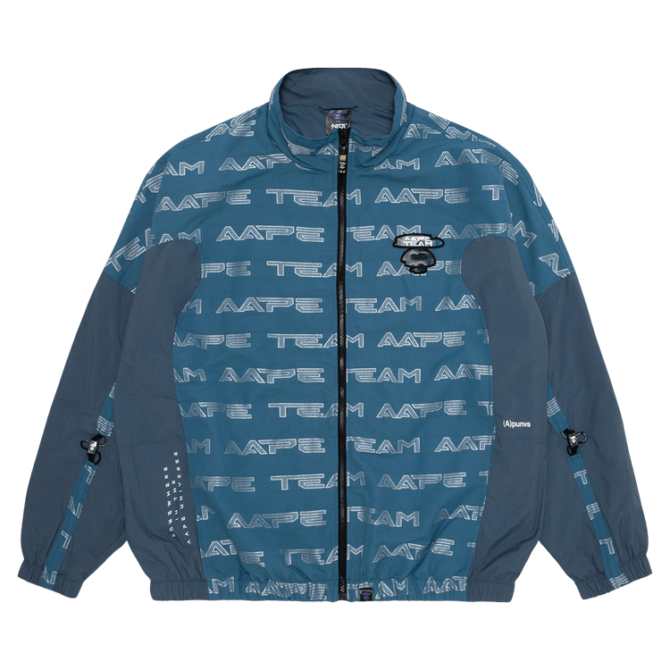 AAPE Moonface Logo Monogram Zip Jacket "Blue/Beige"