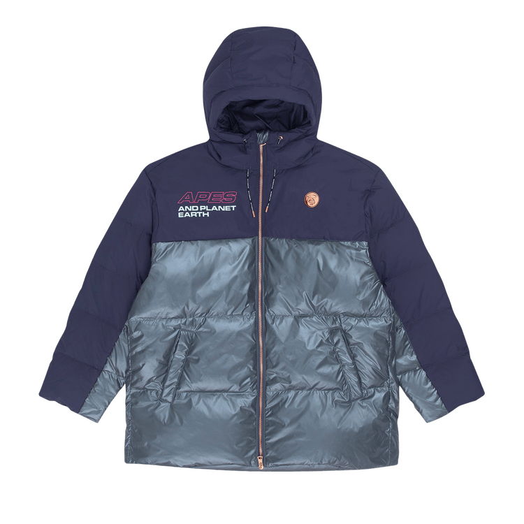 AAPE Moonface Panelled Down Jacket "Navy"