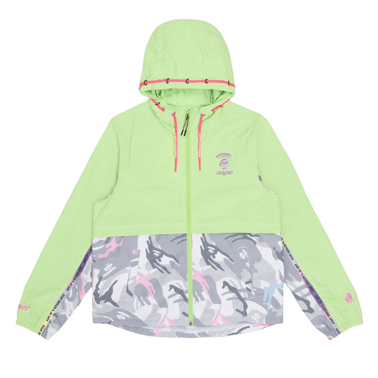 AAPE Moonface Embossed Camo Panelled Lightweight Jacket "Green/Light"
