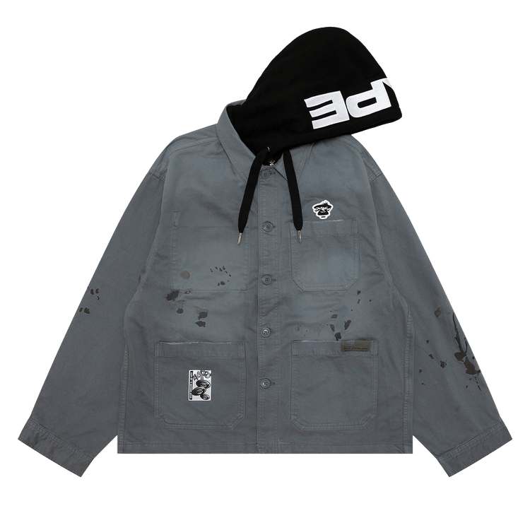 AAPE Hooded Button Down Jacket "Grey"