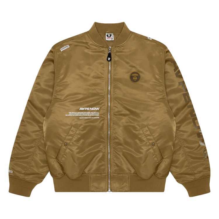 AAPE Moonface Patch Zip-Up Bomber "Yellow/Green"
