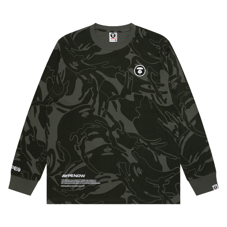 AAPE Moonface Patch Camo Long-Sleeve Tee "Khaki/Multi"