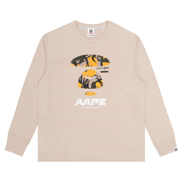 AAPE Moonface Camo Graphic Long-Sleeve Tee "Beige/Light"