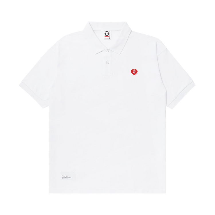 AAPE Moonface Heart Patch Polo "White"