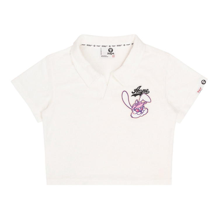 AAPE Cropped Embroidered Textured Polo "Ivory"