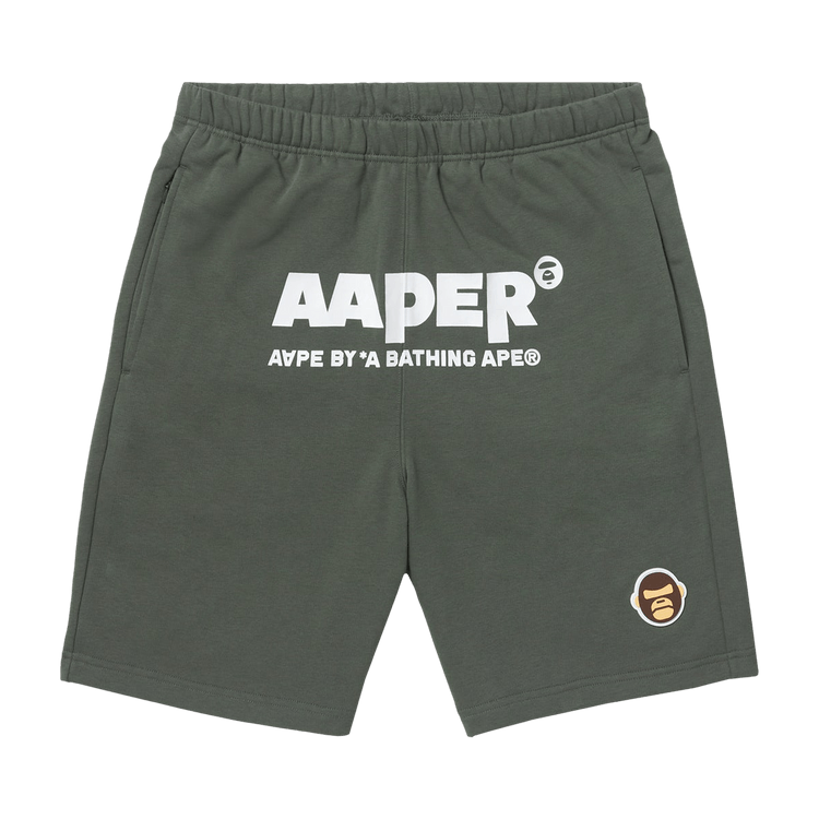 AAPE r Alfa Patch Sweat Shorts "Khaki/Grey"
