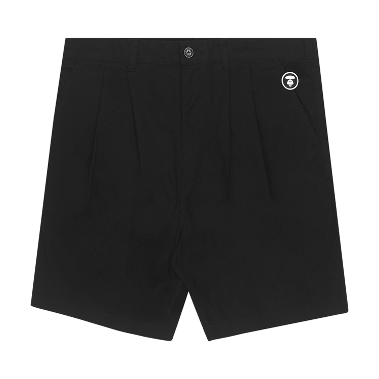 AAPE Moonface Double-Pleated Cotton Shorts "Black"