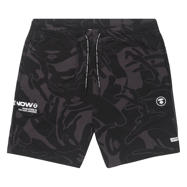 AAPE Moonface Camo Sweat Shorts "Black/Multi"