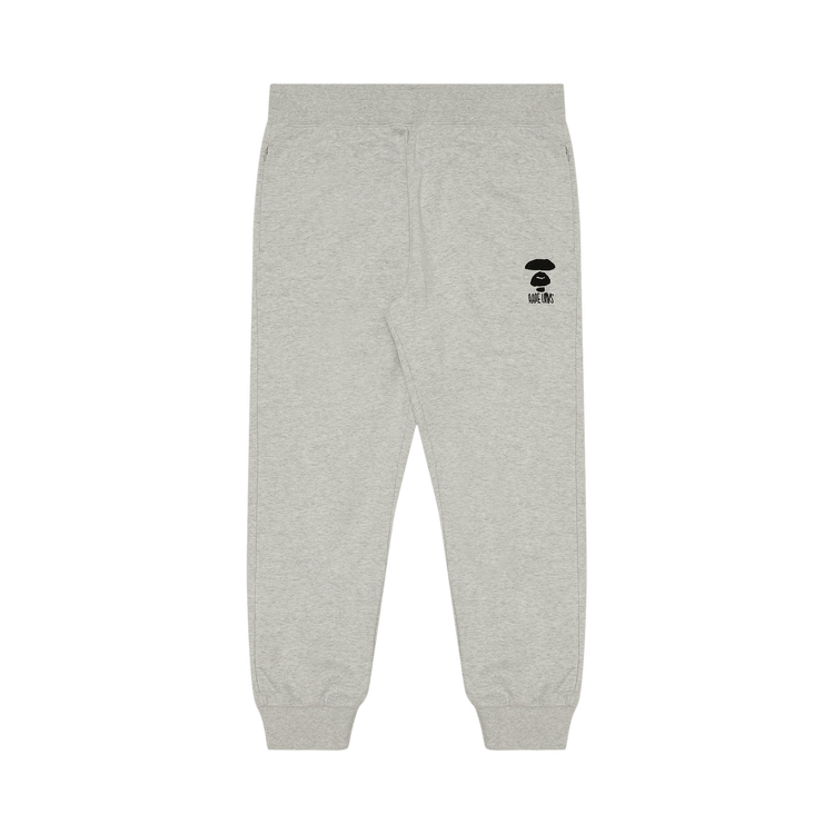 AAPE Moonface Embroidered Sweatpants "White/Heather"