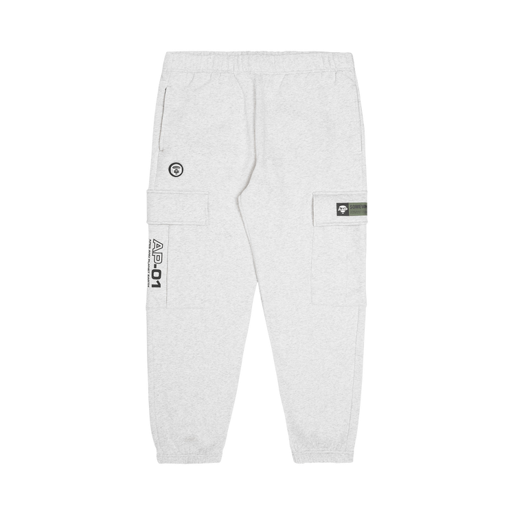 AAPE Moonface Cargo Sweatpants "White/Heather"