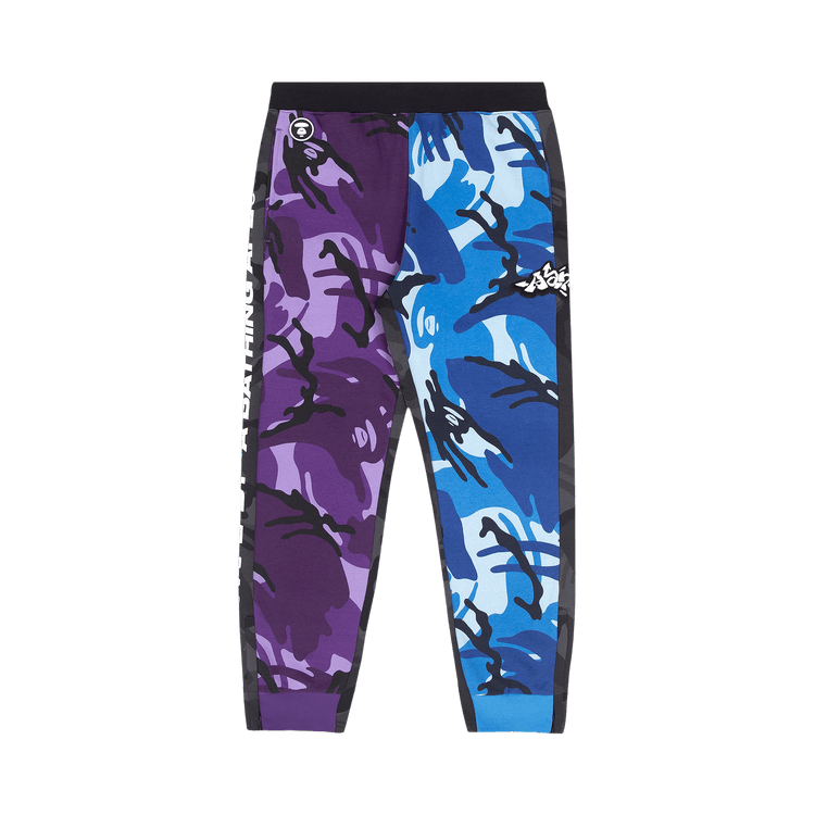 AAPE Moonface Camo Blocked Sweatpants "Purple/Multi"