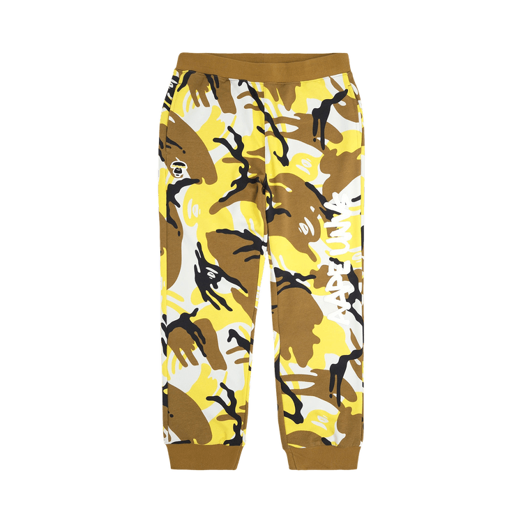 AAPE Moonface Camo Patterned Sweatpants "Yellow/Beige"