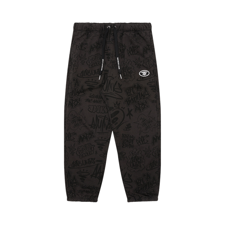 AAPE Moonface Graffiti-Patterned Sweatpants "Grey/Black"