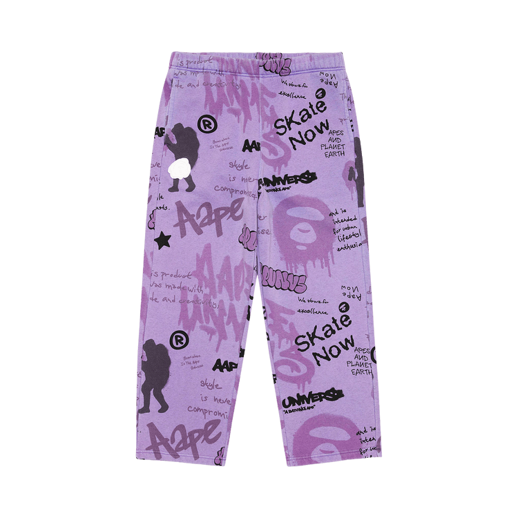 AAPE Unvs Moonface Graffiti Sweatpants "Purple/Light"