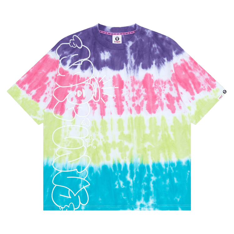 AAPE Moonface Printed Tie-Dye Tee "Multi/Pink"