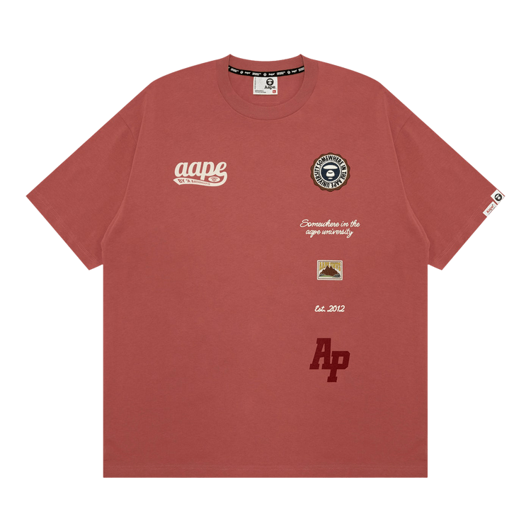 AAPE Unvs Embroidered Logo Tee "Red/Light"