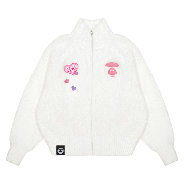 AAPE Moonface Brushed Zip-Up Sweater "Ivory"