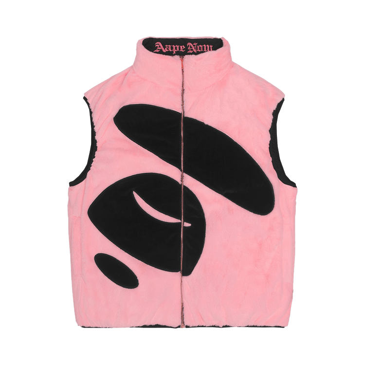 AAPE Moonface Reversible Brushed Down Vest "Pink"