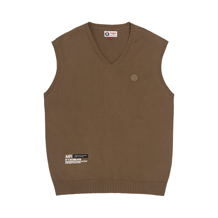 AAPE Moonface Patch Knit Vest "Beige/Dark"