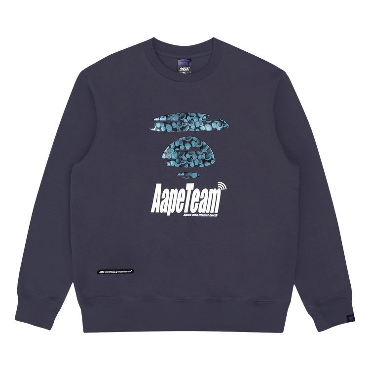 AAPE Moonface Puff Graphic Sweatshirt "Grey/Purple"