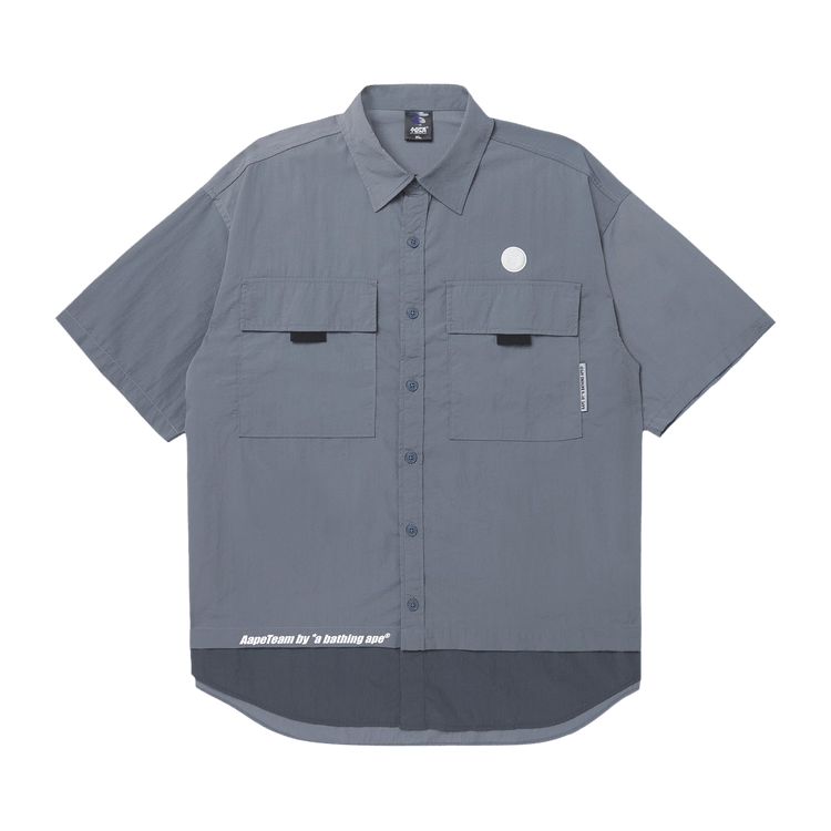 AAPE Moonface Patch Short-Sleeve Nylon Shirt "Grey/Light"