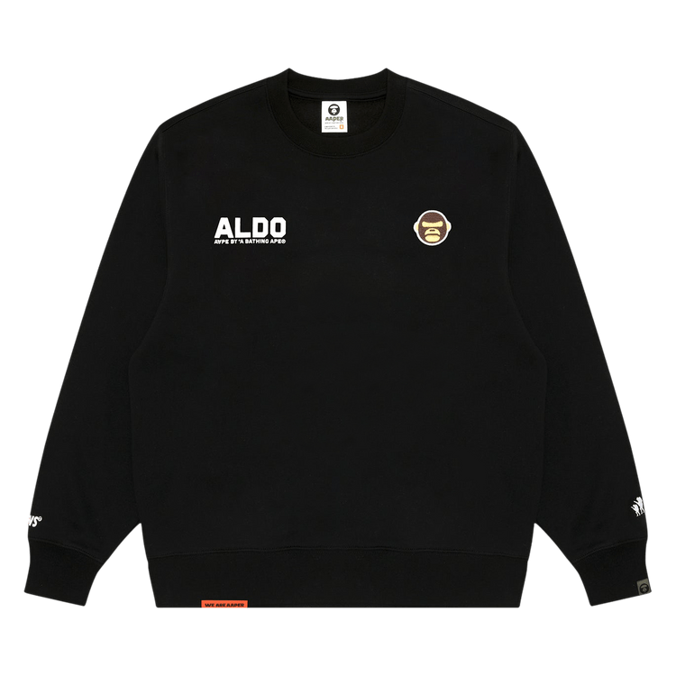 AAPE r Moonface Logo Crew Neck Sweatshirt "Black"