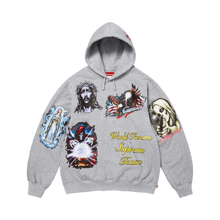 Supreme Stickers Hooded Sweatshirt "Heather Grey"