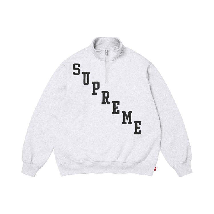 Supreme Slant Appliqué Half Zip Pullover "Ash Grey"