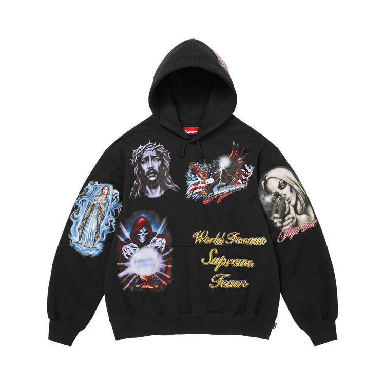 Supreme Stickers Hooded Sweatshirt "Black"
